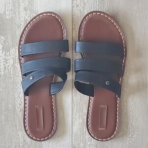 𝅺ROXY Black & Tan Slip On Sandals